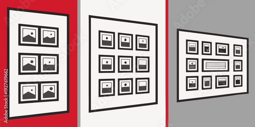 A collection of various types of windows displayed in a row. Vector