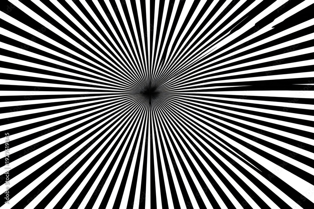 Obraz premium Radial black and white lines converge at the center, creating an optical illusion