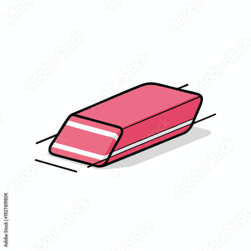Modern Pink Eraser on White Background Stationery and School Supplies Concept