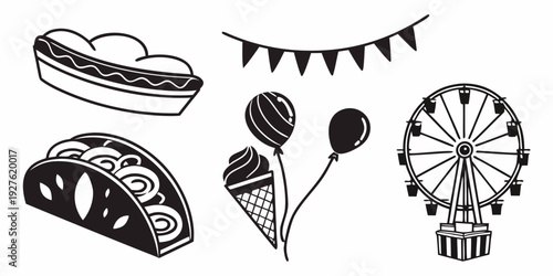 A delightful assortment of whimsical treats and festive decorations. Vector