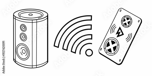 Wireless communication between a speaker and a mobile device Vector