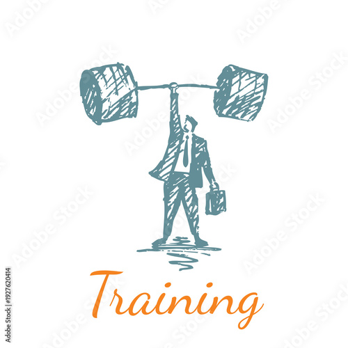Training Sketch - Businessman Lifting Heavy Weight