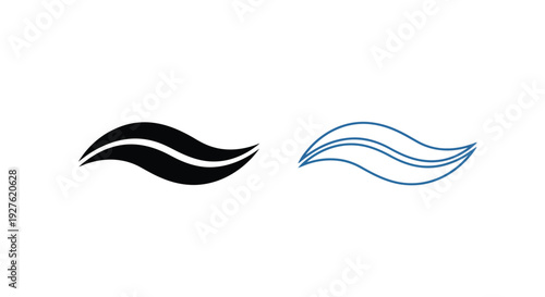 Wallpaper Mural Two abstract wave designs one black and one blue on a white background Torontodigital.ca