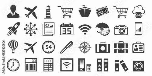 A collection of diverse icons representing various activities and objects Vector