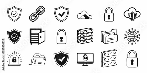 Collection of diverse icons representing various security and privacy concepts. Vector
