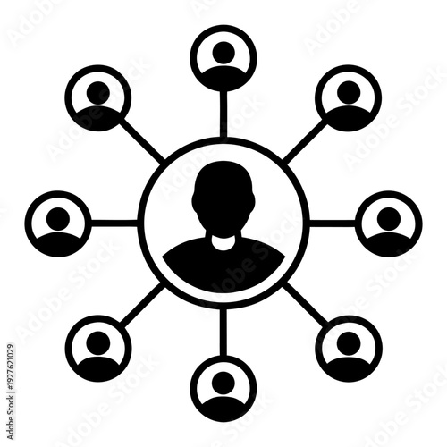 Digital Influencer Audience Connection Outline Icon.