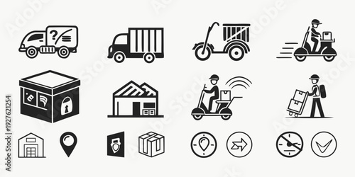 A diverse collection of icons representing various services and activities. Vector
