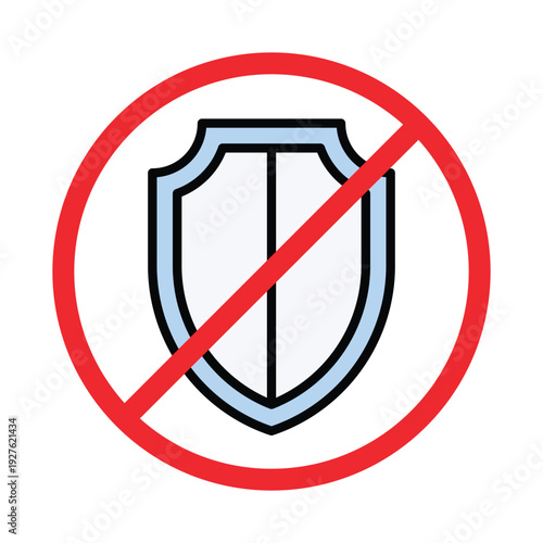 No Protection Sign, Filled Shield Prohibited Security Symbol Vector Illustration Free Download No Protection Sign, Filled Shield Prohibited Security Symbol Vector Illustration - GFXLoad
