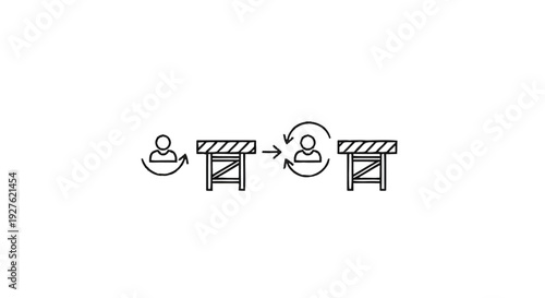 Conceptual illustration of overcoming obstacles in a process.