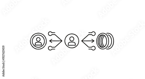 Conceptual illustration of data flow between people and digital assets.