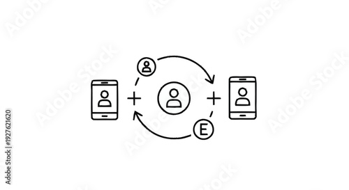 Conceptual illustration of peer to peer data sharing between mobile devices.