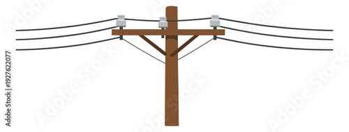 Simple graphic illustration of a utility pole depicting power lines and insulators for electrical infrastructure