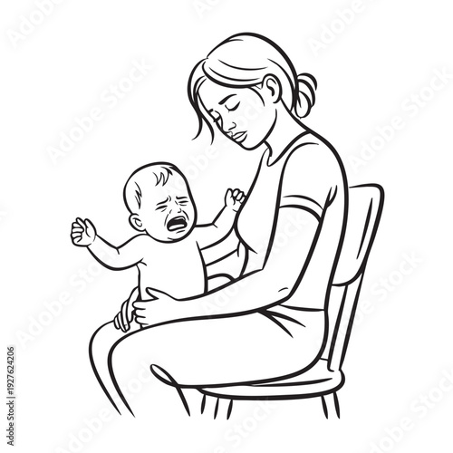 Mother's day tribute a mother comforting her crying baby