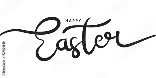 Easter Hand Drawn Lettering Design with Happy Easter Calligraphy Text