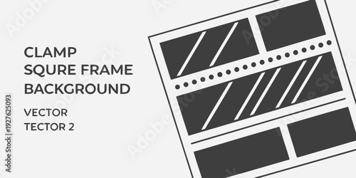 A classic film camera with a blurred background and a clapboard in the foreground. Vector