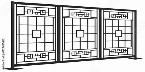 A set of three whiteboards arranged side by side in a modern office setting. Vector