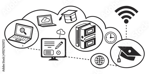 Illustration of interconnected devices and services in a smart home network Vector