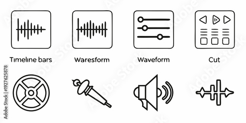 A visual representation of various sound effects and their corresponding icons Vector