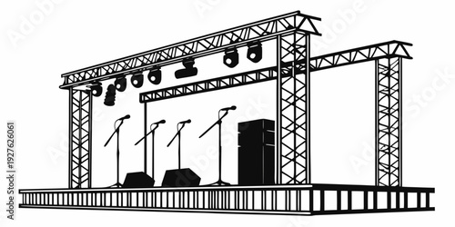 A grand concert hall with a large stage and an audience of people Vector