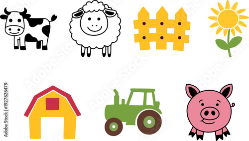 Farm Animals and Tractor Set