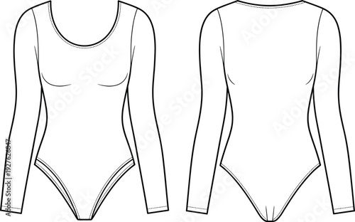 bodysuit, leotard, apparel, clothing, fashion, garment, womenswear, illustration, sketch, template, design, vector, outline, technical, minimal