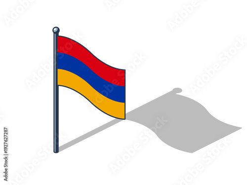 Armenia flag isometric vector illustration with shadow, Armenian flag