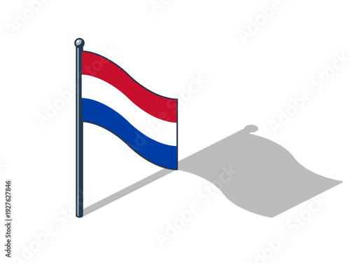 Netherland flag isometric vector illustration with shadow, Dutch flag