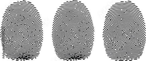 Fingerprint biometric identification vector set with black thumbprint patterns isolated security and forensic illustration collection