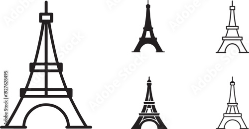 Architectural logo set featuring landmark history and Eiffel Tower symbol.