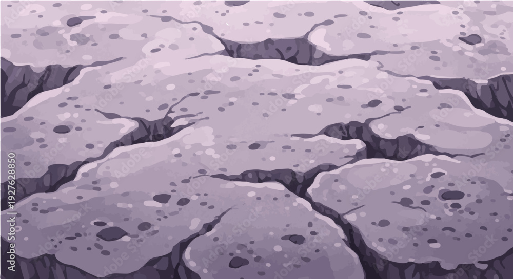 Obraz premium Cartoon seamless deep cracked dry ground texture pattern in purple gray tones for surface background