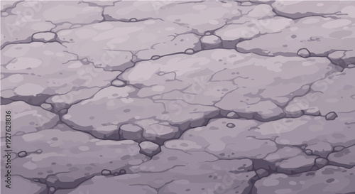 Cartoon seamless cracked dry earth texture pattern in gray tones for desert ground background design