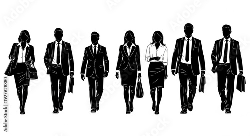Business Professionals Walking in Suits.