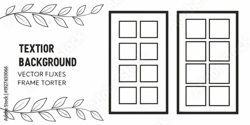 Textured background with nine square cutouts and a floral border design. Vector