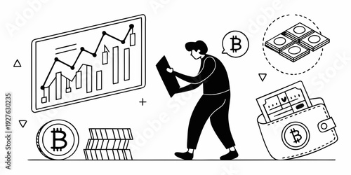 Businessman analyzing financial data and investment opportunities Vector