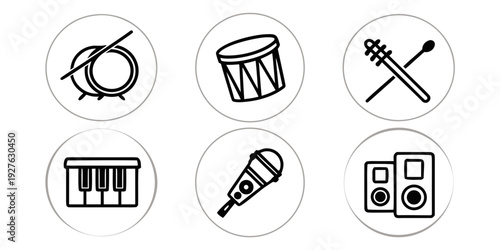 A collection of musical instruments and tools used in various musical activities Vector