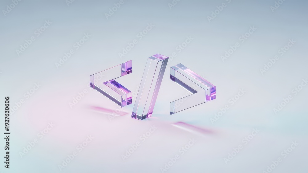 Fototapeta premium Transparent glassy logo or text element with purple hue on gradient background