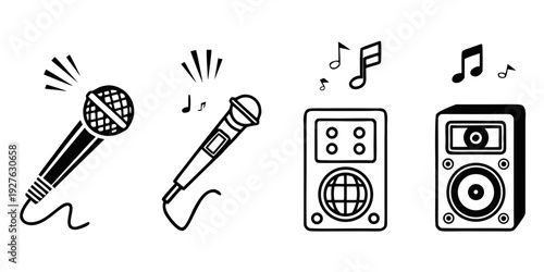 A collection of musical instruments and equipment used in live performances Vector