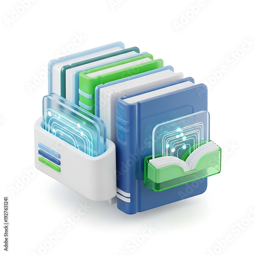 Blue File Stack 3D View