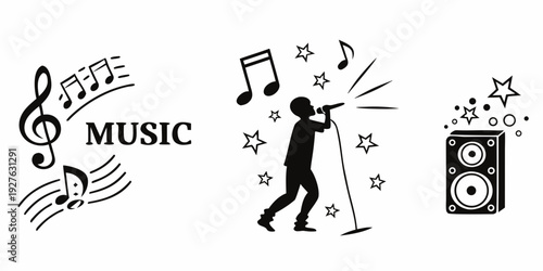 A vibrant illustration showcasing various elements of music and performance Vector