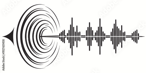 A visualization of sound waves and their propagation through a medium Vector