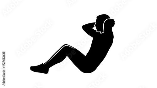 Fitness Athlete Silhouette Performing Crunches Representing Health, Core Strength, and Personal Wellness