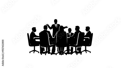 Corporate Executive Presentation Silhouette Representing Strategic Leadership, Boardroom Decision-Making, and Professional Public Speaking
