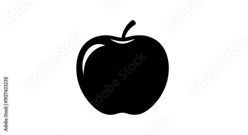 Black Apple Fruit Silhouette Illustration.