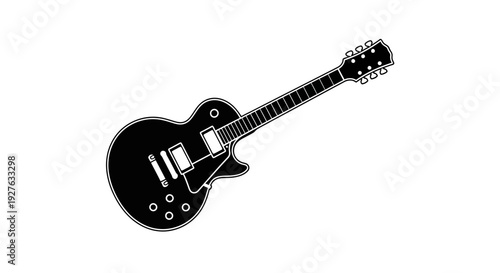 Black Electric Guitar Isolated on White Background.