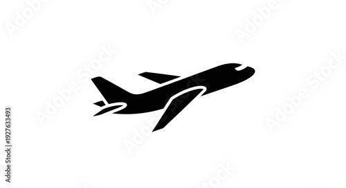 Black Silhouette of Airplane in Flight.