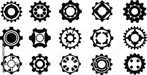Stylized Gears Vector Icon Pack
