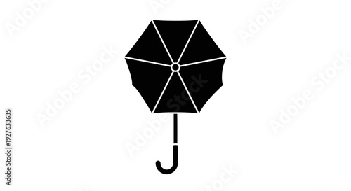 Black Umbrella with White Stitching Details.