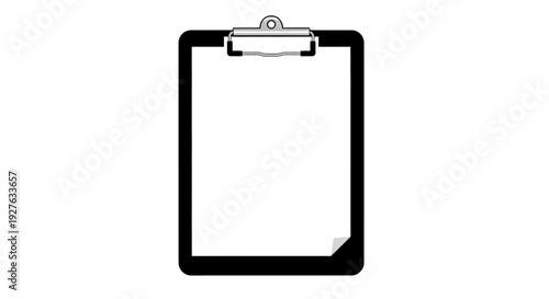 Blank Clipboard with Clamp and Paper.