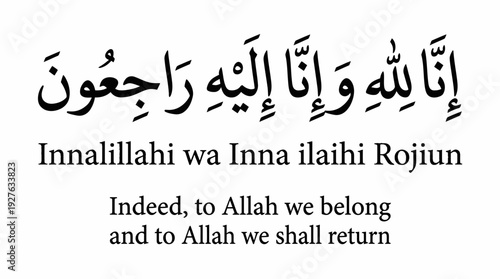 Inna Lillahi Calligraphy Vector – “To Allah We Belong and To Him We Return” in Elegant Arabic Script with English Translation for Islamic Condolence Design Projects