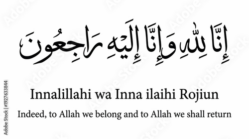 Inna Lillahi Calligraphy Vector – “To Allah We Belong and To Him We Return” in Elegant Arabic Script with English Translation for Islamic Condolence Design Projects